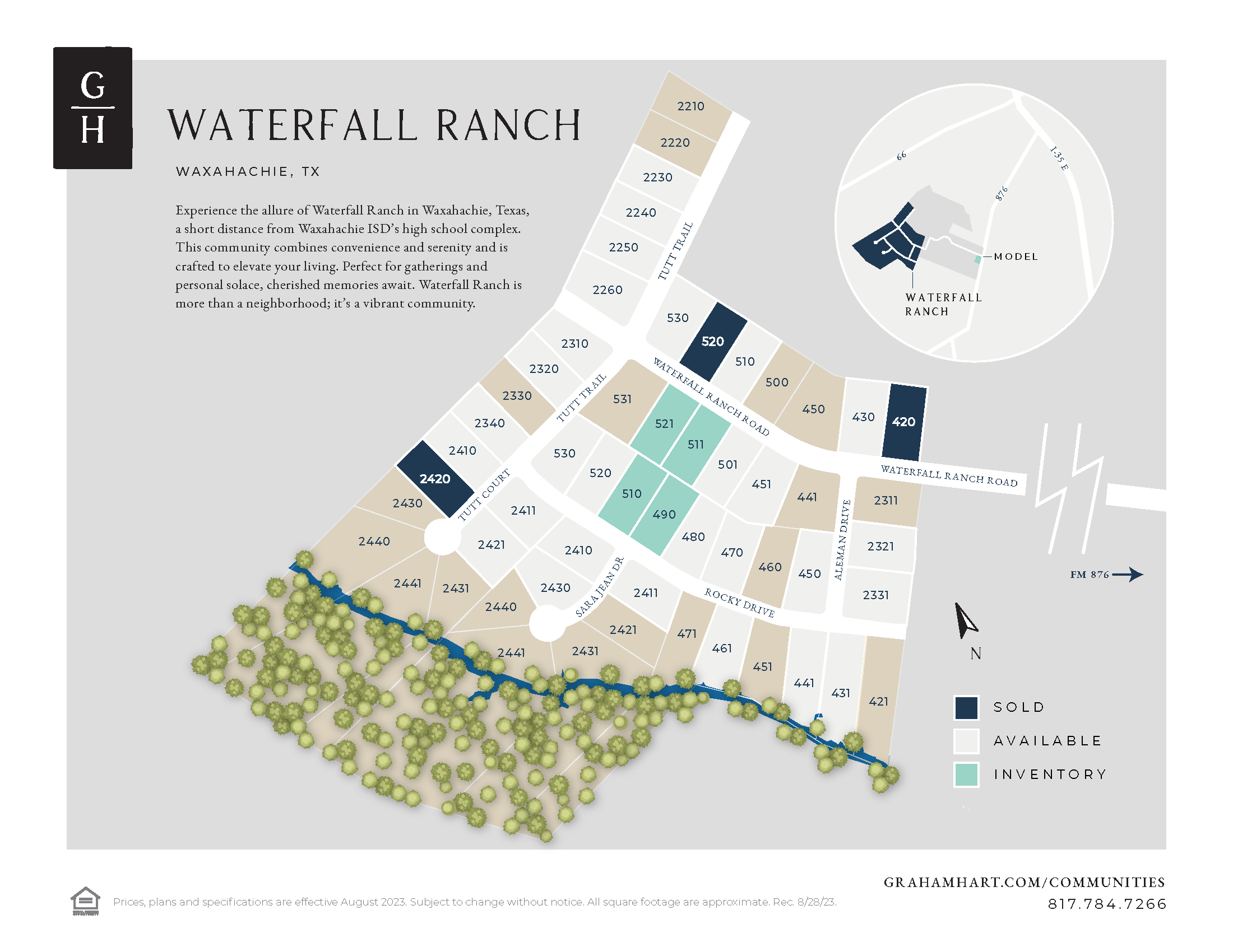 Waterfall Ranch community plat map