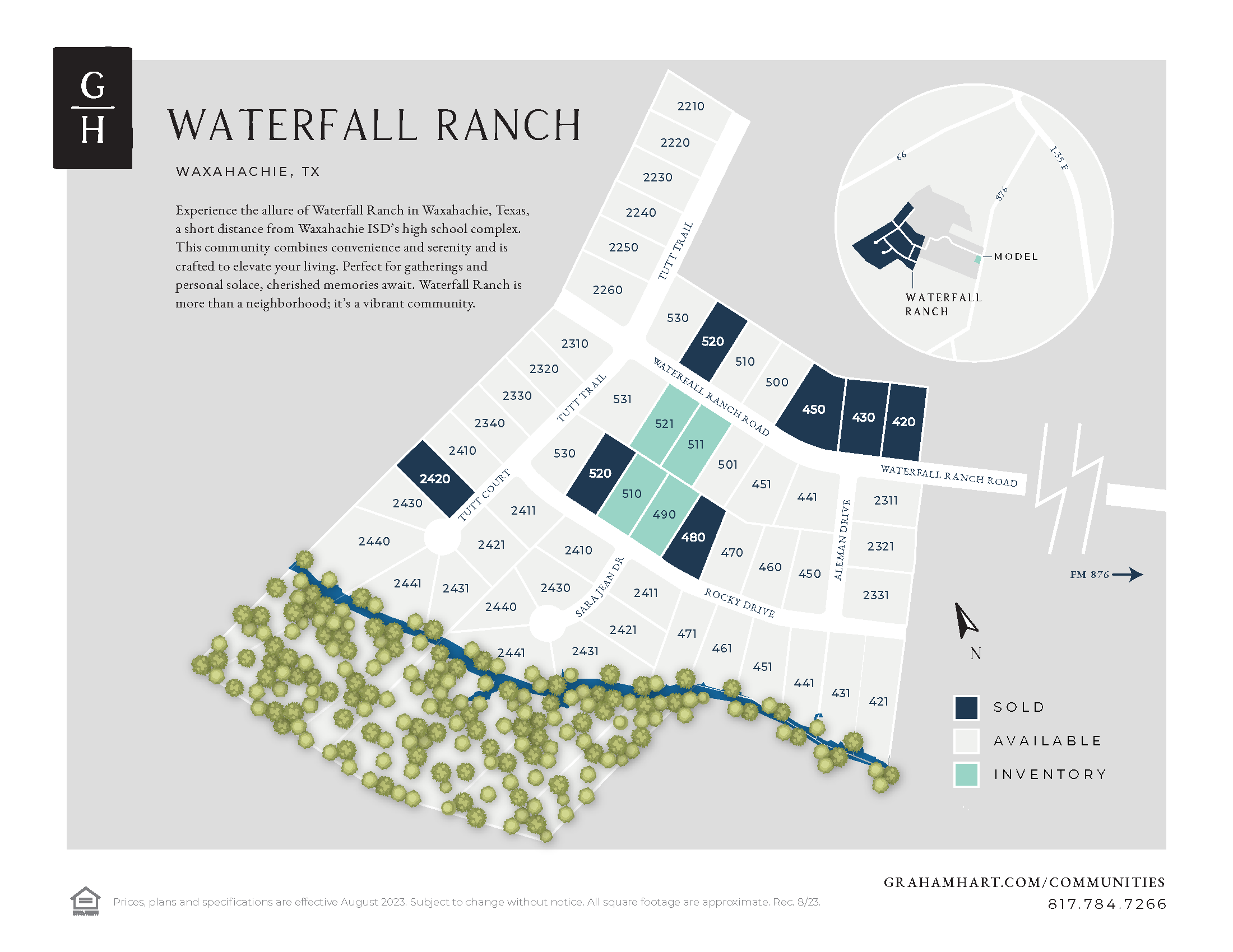 Waterfall Ranch community plat map