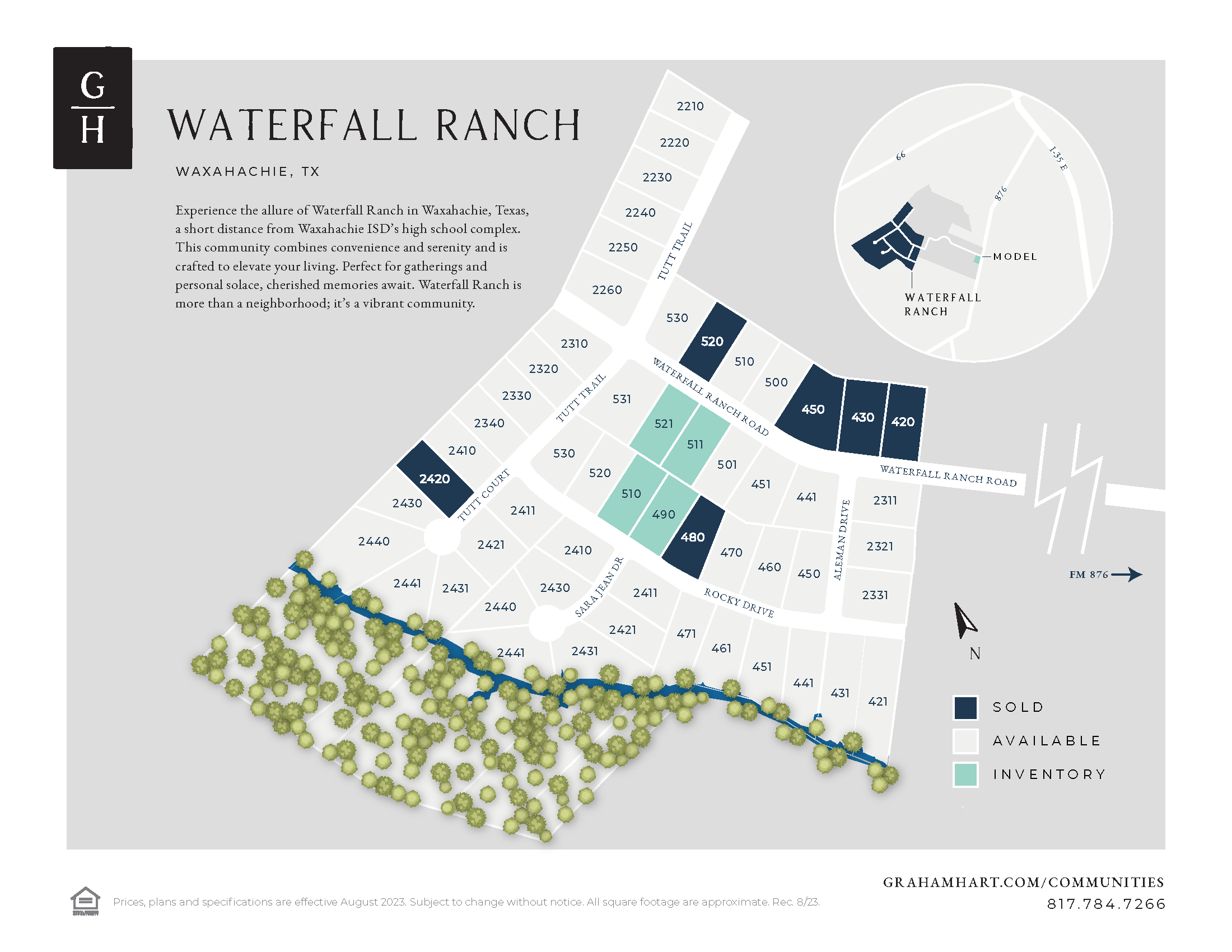 Waterfall Ranch community plat map