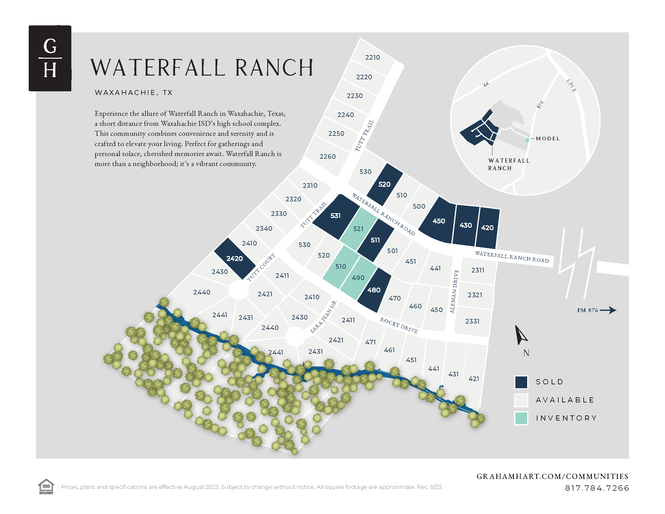 Waterfall Ranch community plat map